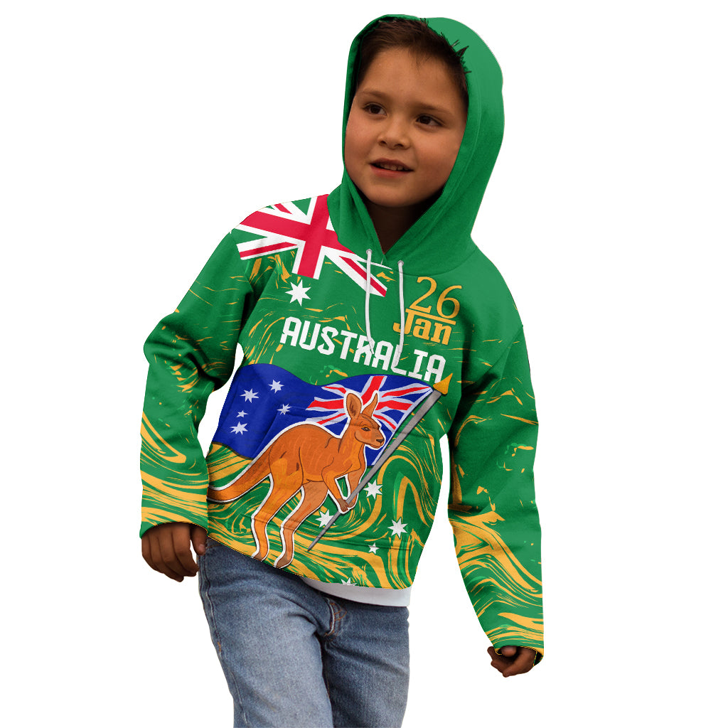 Proud To Be Australia Day Kid Hoodie Kangaroo with National Color