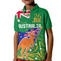 Proud To Be Australia Day Kid Polo Shirt Kangaroo with National Color