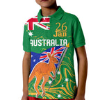 Proud To Be Australia Day Kid Polo Shirt Kangaroo with National Color