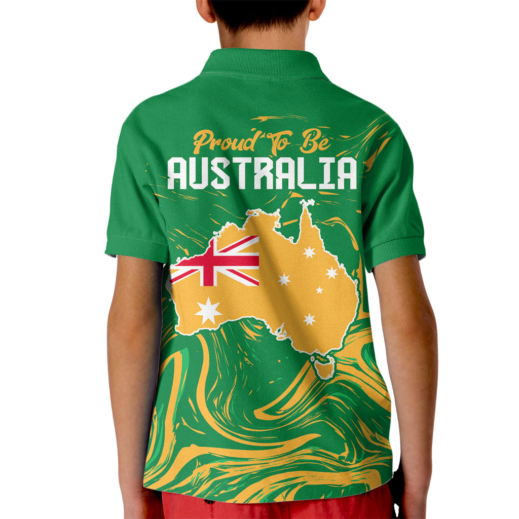 Proud To Be Australia Day Kid Polo Shirt Kangaroo with National Color