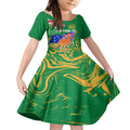 Proud To Be Australia Day Kid Short Sleeve Dress Kangaroo with National Color