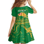 Proud To Be Australia Day Kid Short Sleeve Dress Kangaroo with National Color