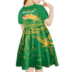 Proud To Be Australia Day Kid Short Sleeve Dress Kangaroo with National Color
