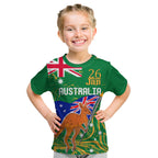 Proud To Be Australia Day Kid T Shirt Kangaroo with National Color