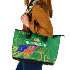 Proud To Be Australia Day Leather Tote Bag Kangaroo with National Color