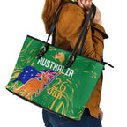 Proud To Be Australia Day Leather Tote Bag Kangaroo with National Color