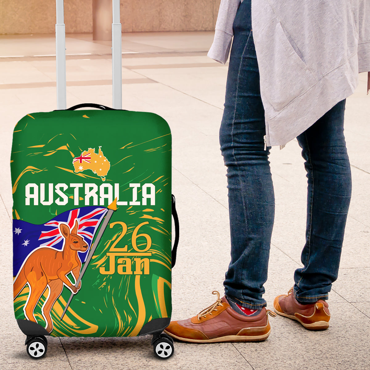 Proud To Be Australia Day Luggage Cover Kangaroo with National Color