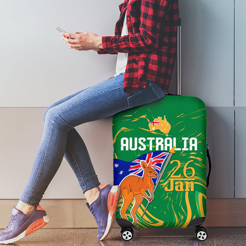 Proud To Be Australia Day Luggage Cover Kangaroo with National Color