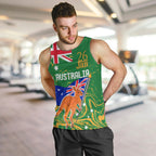 Proud To Be Australia Day Men Tank Top Kangaroo with National Color