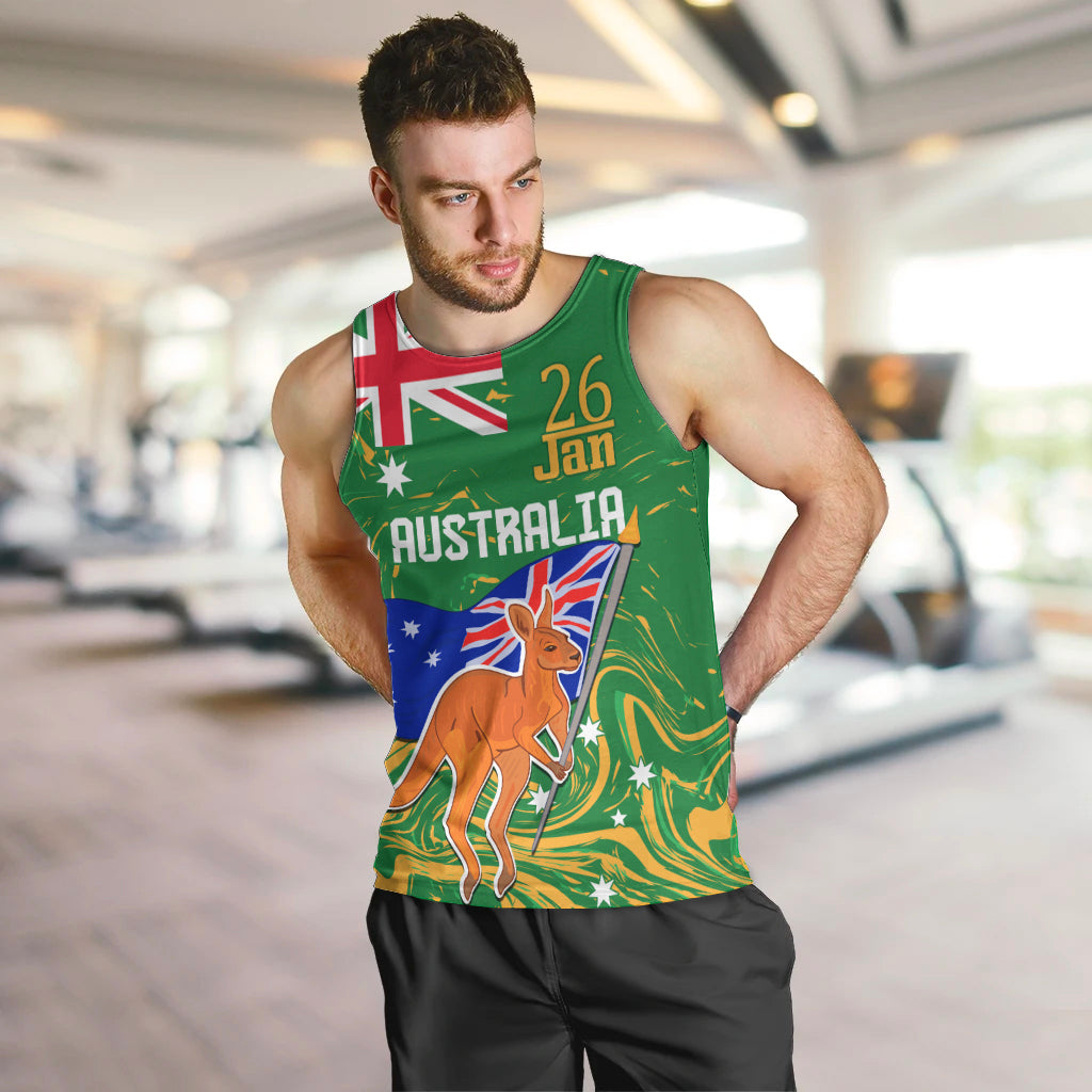 Proud To Be Australia Day Men Tank Top Kangaroo with National Color
