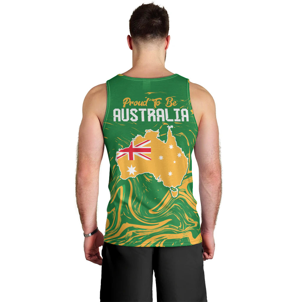 Proud To Be Australia Day Men Tank Top Kangaroo with National Color