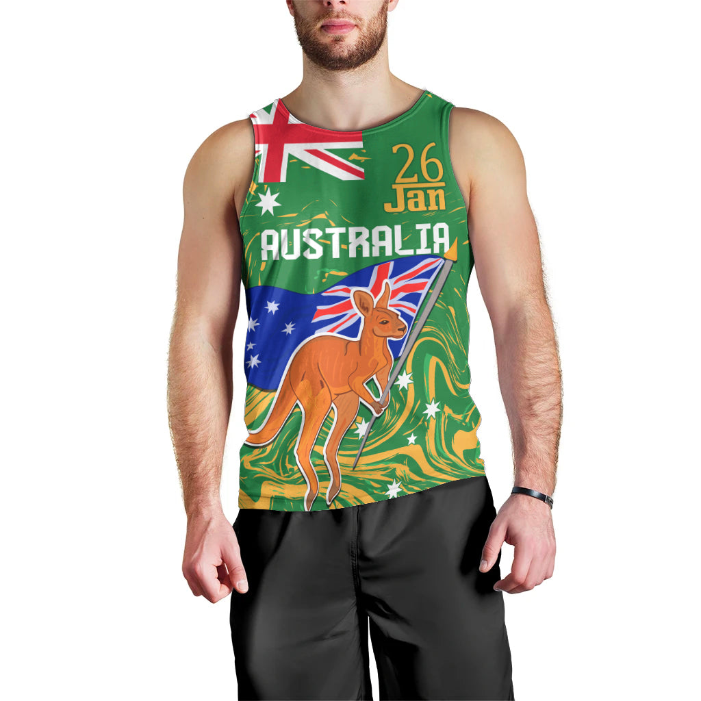 Proud To Be Australia Day Men Tank Top Kangaroo with National Color