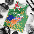 Proud To Be Australia Day Men Tank Top Kangaroo with National Color