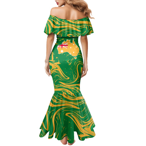Proud To Be Australia Day Mermaid Dress Kangaroo with National Color