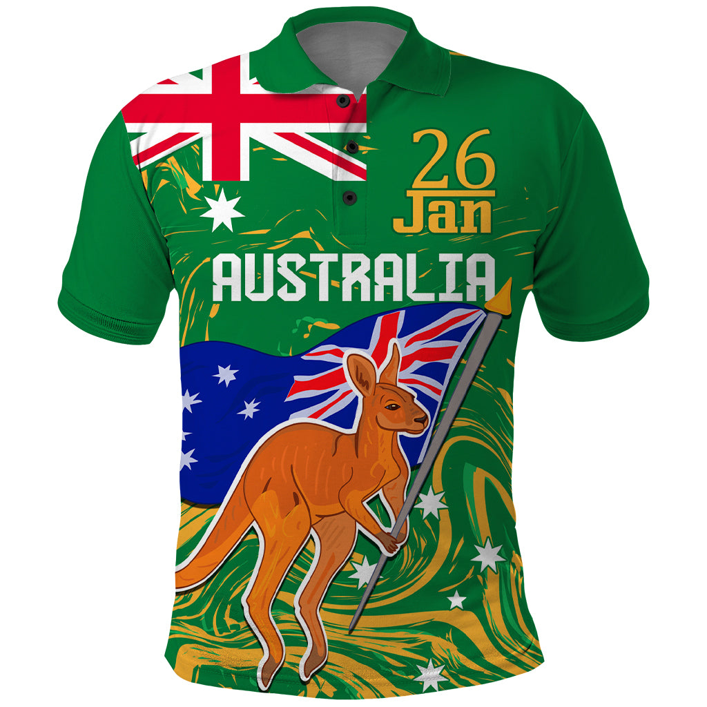 Proud To Be Australia Day Polo Shirt Kangaroo with National Color