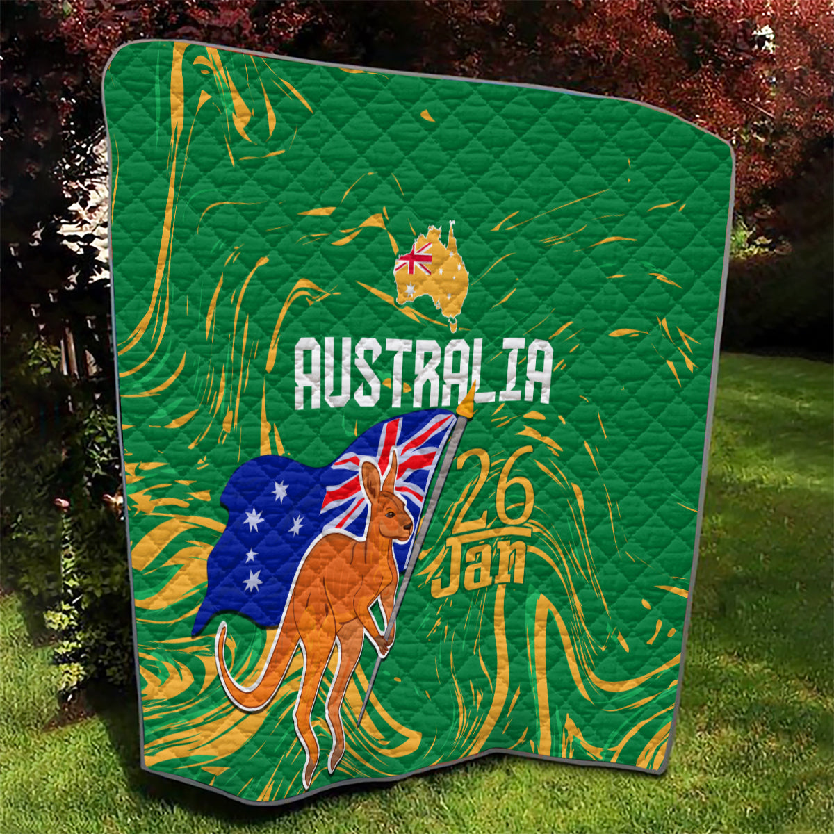 Proud To Be Australia Day Quilt Kangaroo with National Color