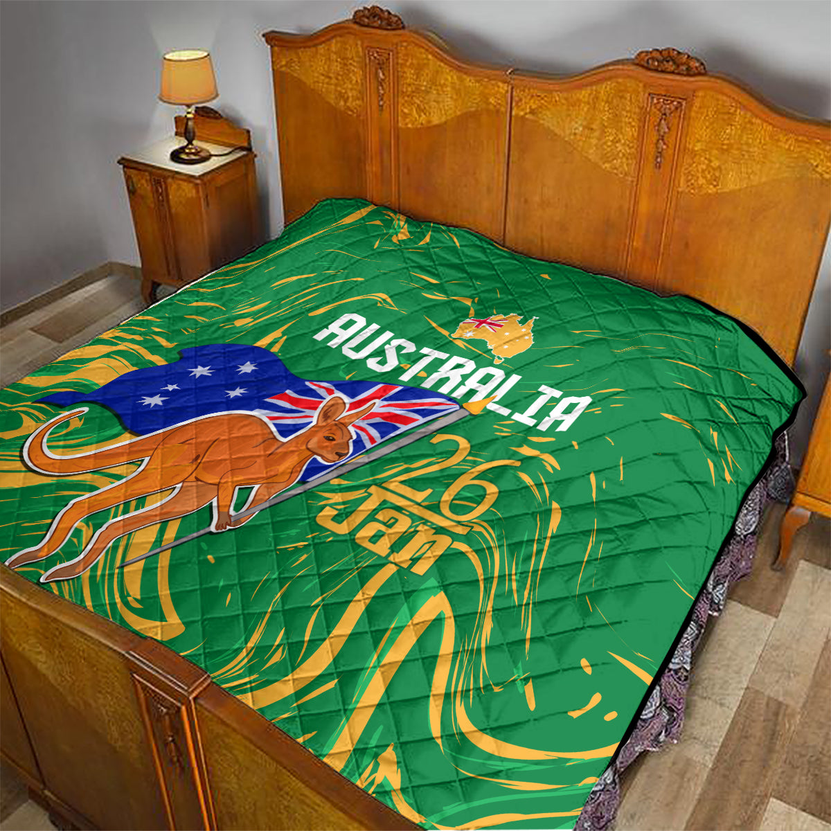 Proud To Be Australia Day Quilt Kangaroo with National Color