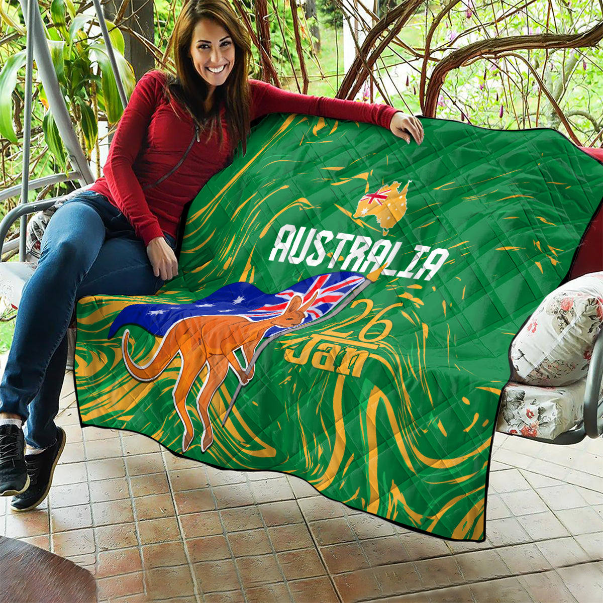 Proud To Be Australia Day Quilt Kangaroo with National Color