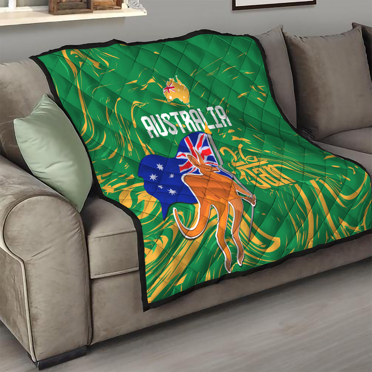 Proud To Be Australia Day Quilt Kangaroo with National Color