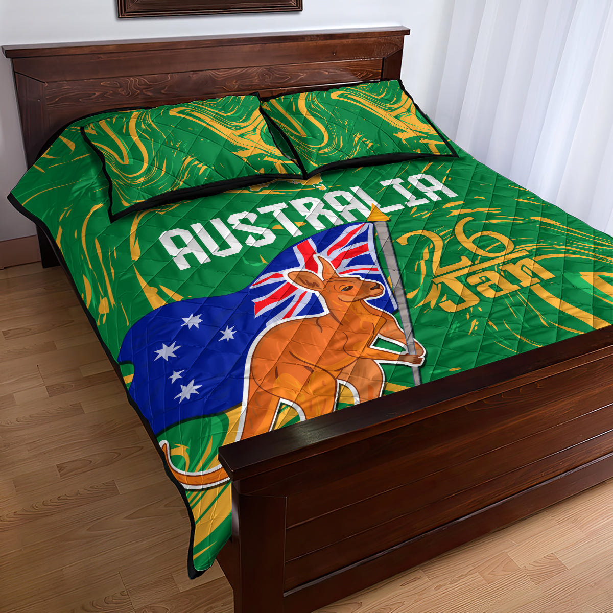 Proud To Be Australia Day Quilt Bed Set Kangaroo with National Color