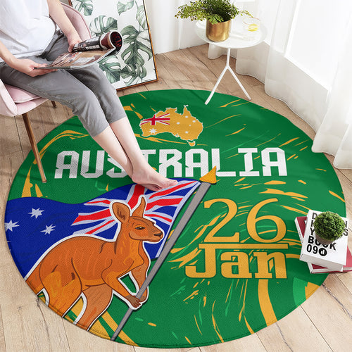 Proud To Be Australia Day Round Carpet Kangaroo with National Color