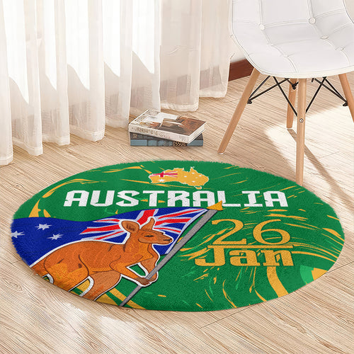 Proud To Be Australia Day Round Carpet Kangaroo with National Color