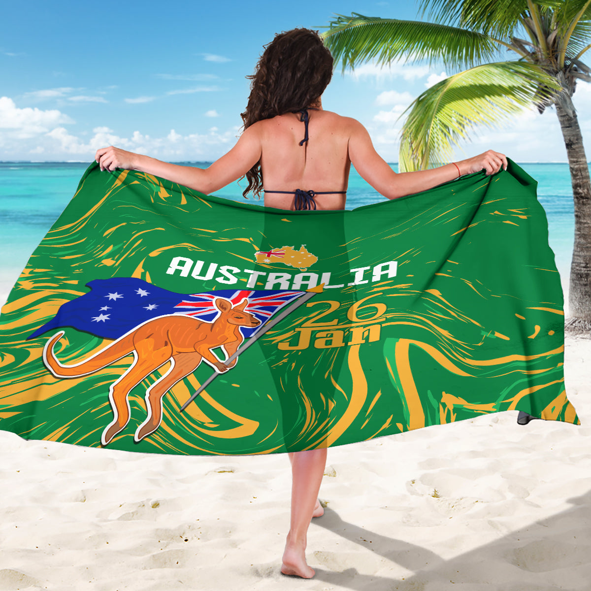 Proud To Be Australia Day Sarong Kangaroo with National Color