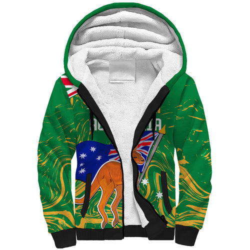 Proud To Be Australia Day Sherpa Hoodie Kangaroo with National Color