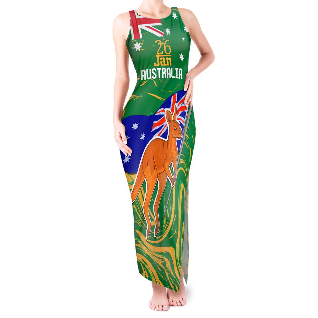 Proud To Be Australia Day Tank Maxi Dress Kangaroo with National Color