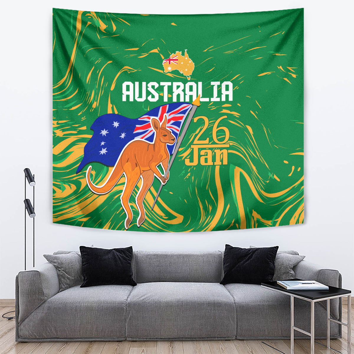 Proud To Be Australia Day Tapestry Kangaroo with National Color