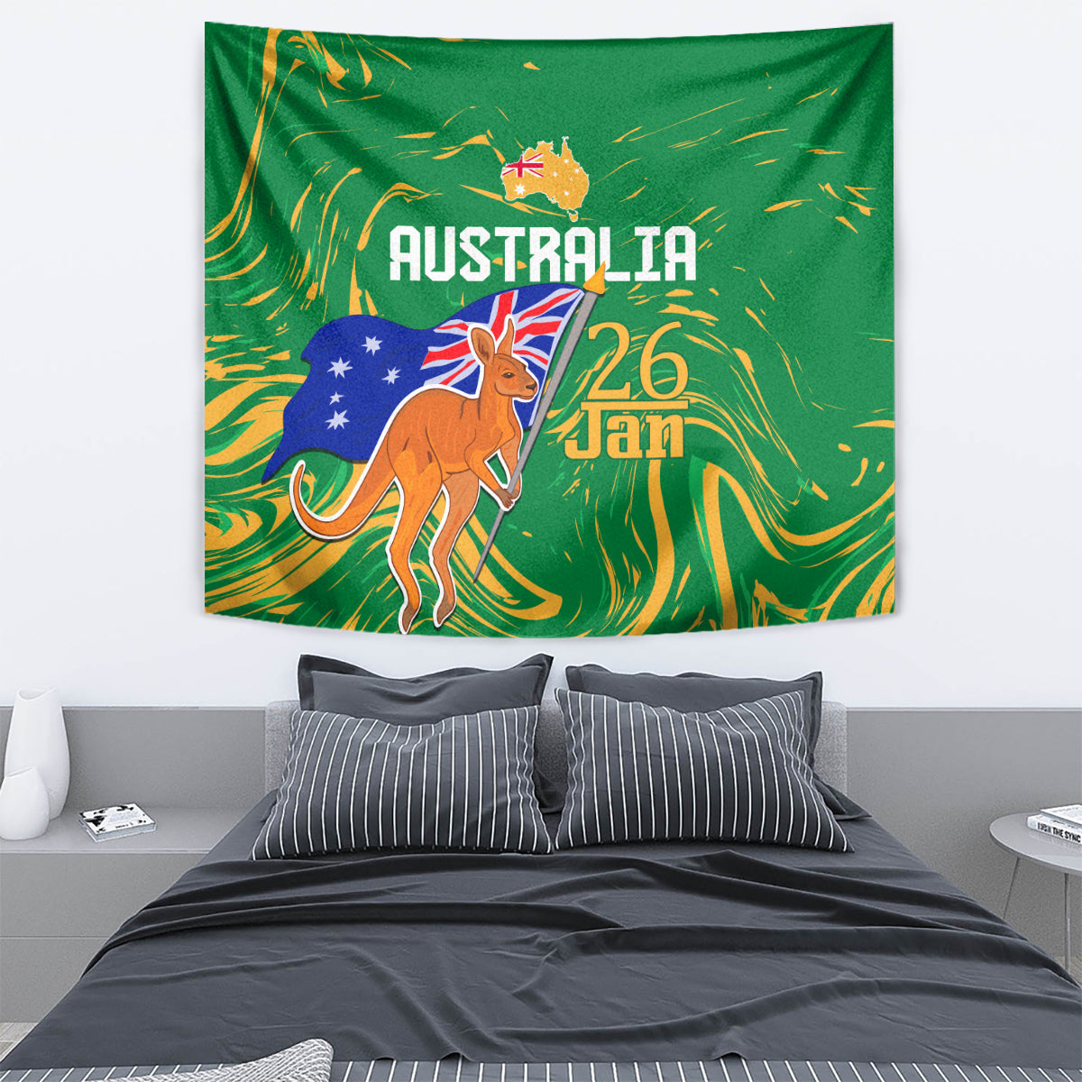 Proud To Be Australia Day Tapestry Kangaroo with National Color