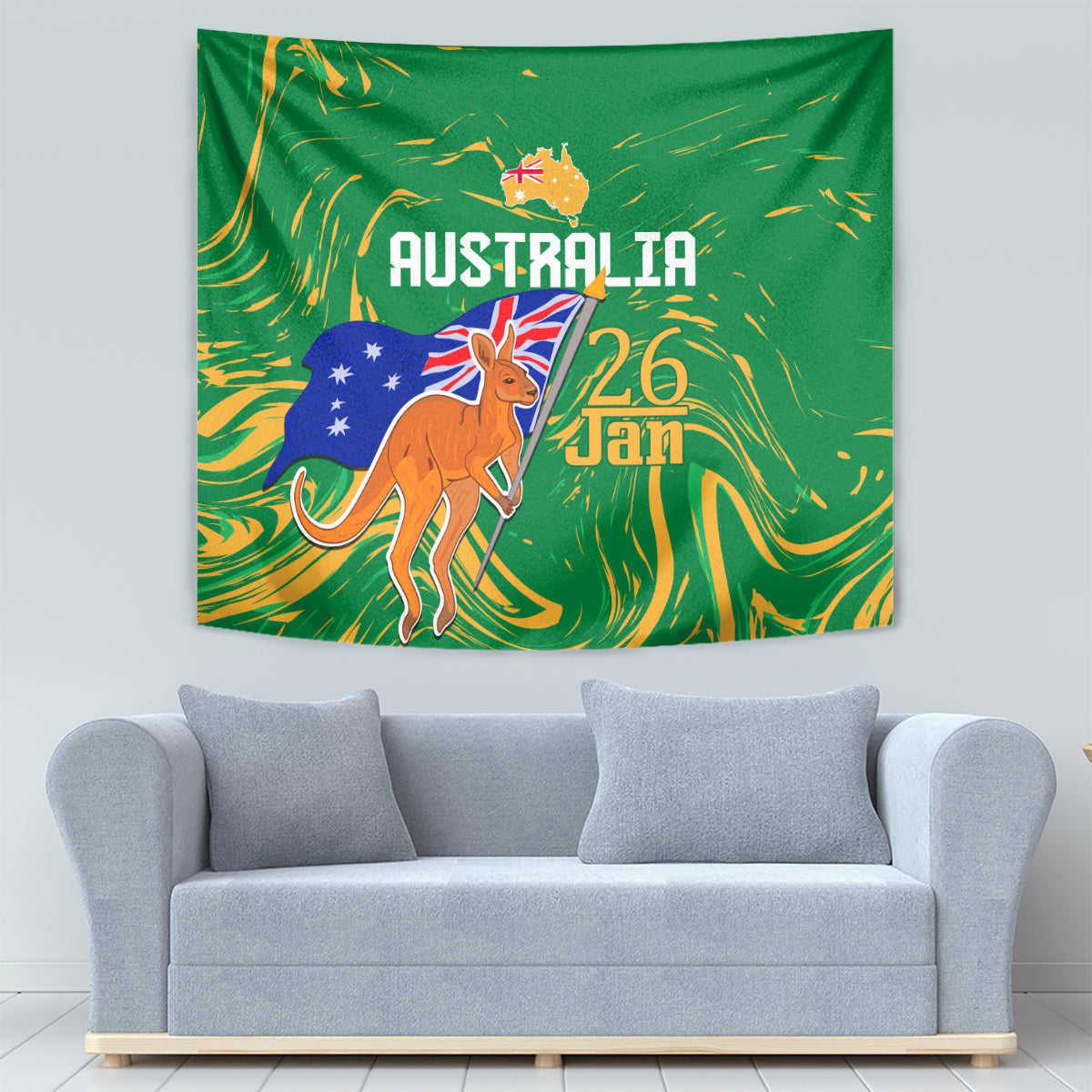 Proud To Be Australia Day Tapestry Kangaroo with National Color
