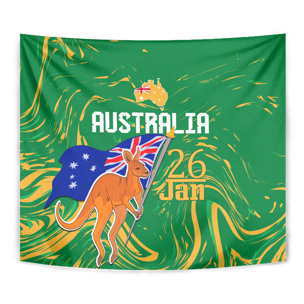 Proud To Be Australia Day Tapestry Kangaroo with National Color