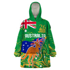 Proud To Be Australia Day Wearable Blanket Hoodie Kangaroo with National Color