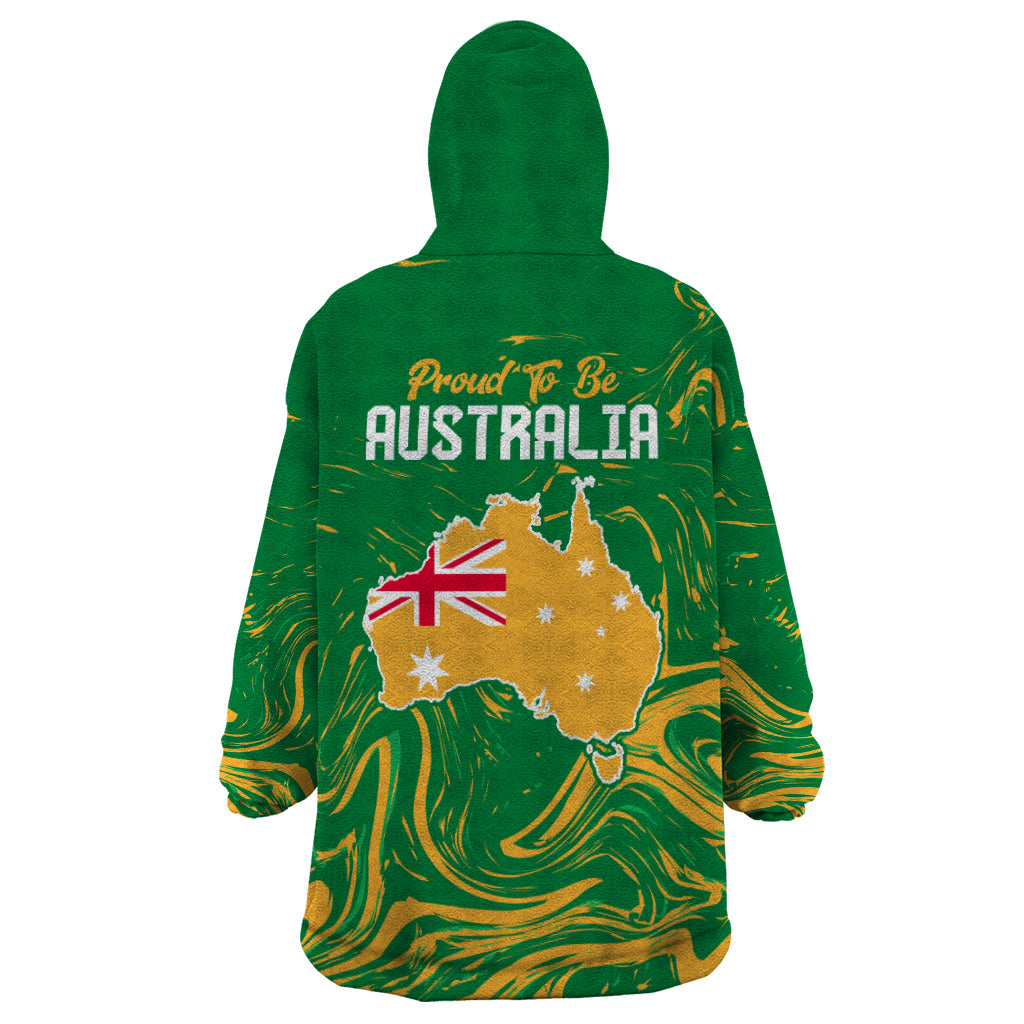 Proud To Be Australia Day Wearable Blanket Hoodie Kangaroo with National Color