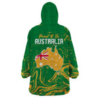 Proud To Be Australia Day Wearable Blanket Hoodie Kangaroo with National Color