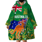 Proud To Be Australia Day Wearable Blanket Hoodie Kangaroo with National Color