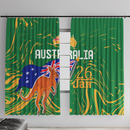 Proud To Be Australia Day Window Curtain Kangaroo with National Color