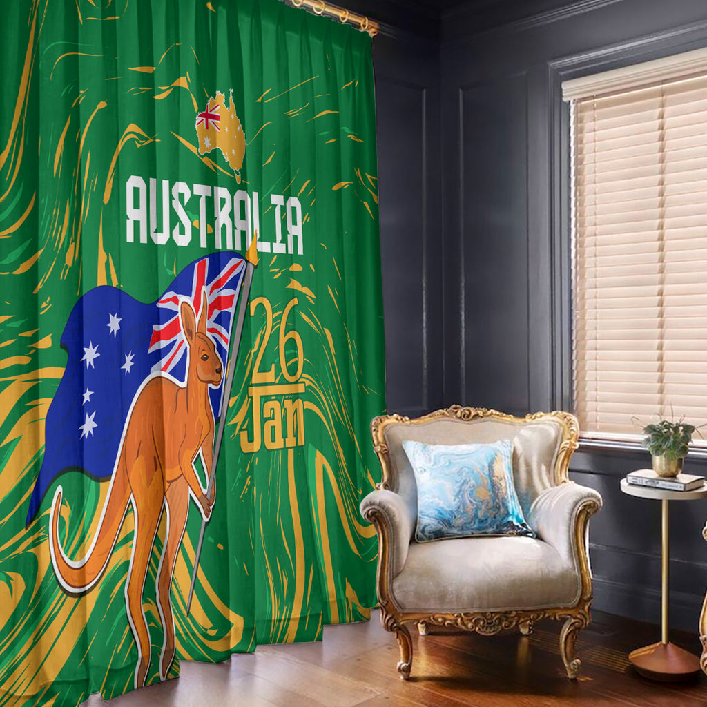 Proud To Be Australia Day Window Curtain Kangaroo with National Color