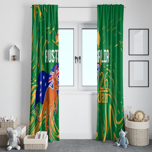 Proud To Be Australia Day Window Curtain Kangaroo with National Color