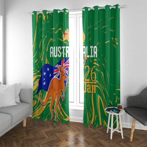 Proud To Be Australia Day Window Curtain Kangaroo with National Color