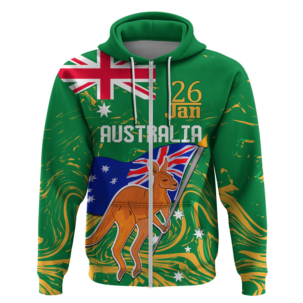 Proud To Be Australia Day Zip Hoodie Kangaroo with National Color