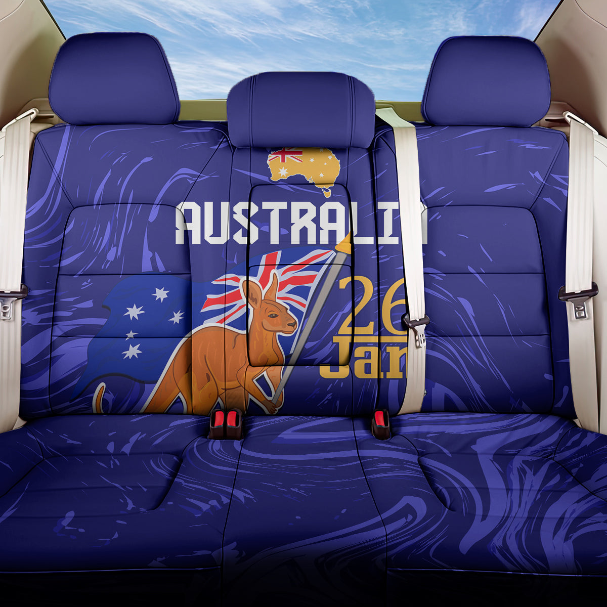 Proud To Be Australia Day Back Car Seat Cover Kangaroo with Flag Color