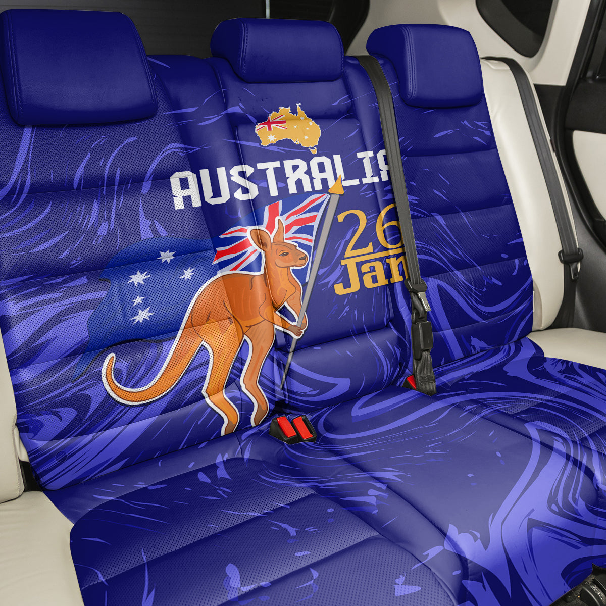 Proud To Be Australia Day Back Car Seat Cover Kangaroo with Flag Color