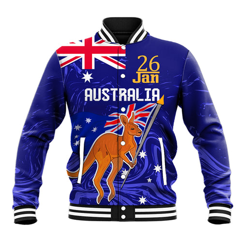 Proud To Be Australia Day Baseball Jacket Kangaroo with Flag Color
