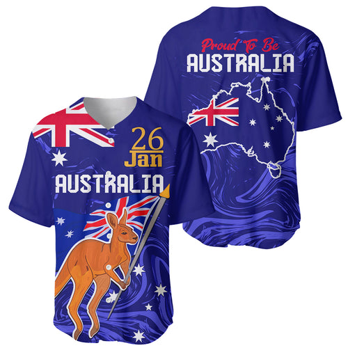 Proud To Be Australia Day Baseball Jersey Kangaroo with Flag Color