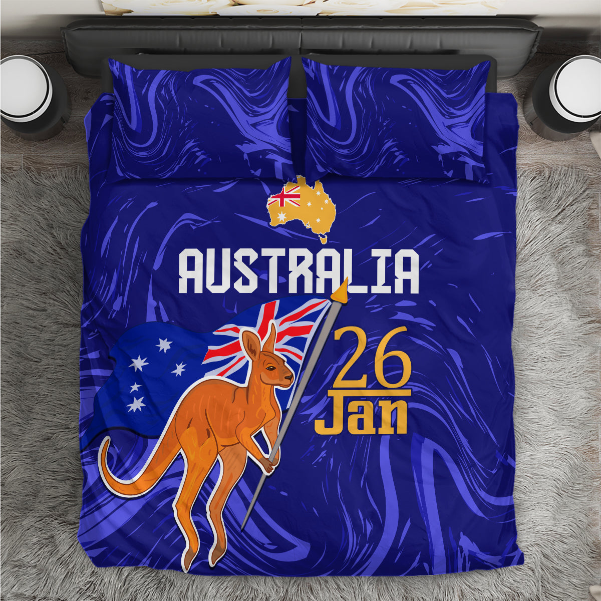 Proud To Be Australia Day Bedding Set Kangaroo with Flag Color