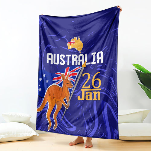 Proud To Be Australia Day Blanket Kangaroo with Flag Color