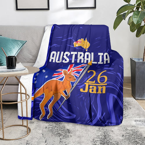 Proud To Be Australia Day Blanket Kangaroo with Flag Color