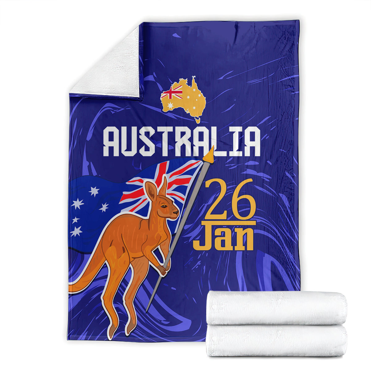 Proud To Be Australia Day Blanket Kangaroo with Flag Color